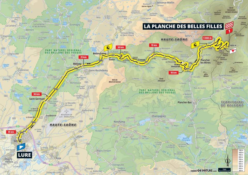 20. etapa Tour de France 2020 mapa