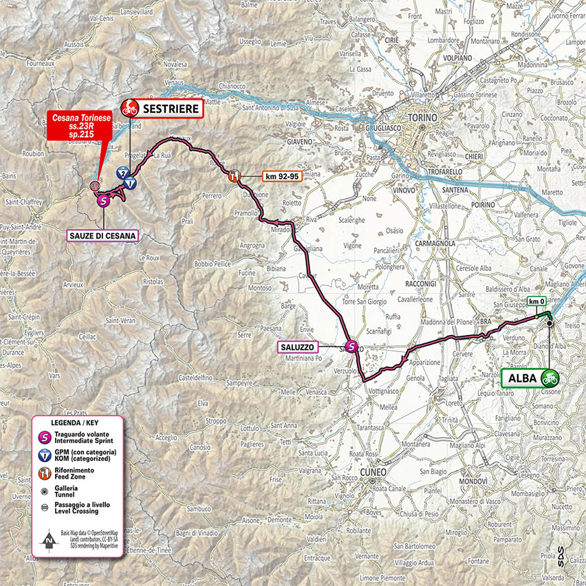 20. etapa Giro d'Italia 2020 mapa