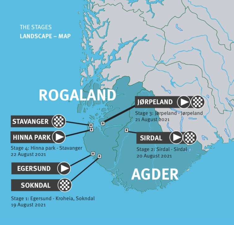 Okolo Nórska 2021 etapy a mapa